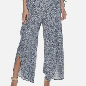 Live To Be Spoiled Palazzo Wide Leg Pants - Blue/White -‎ XL